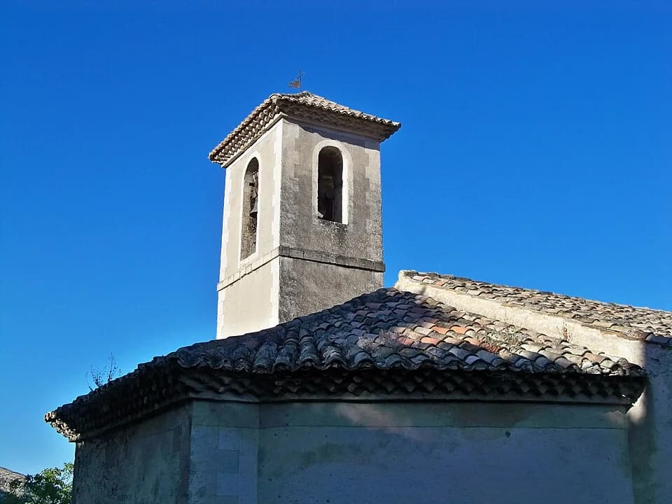 Vue du secteur du départ de « MOLLANS-SUR-OUVEZE - Baume des Eyguiers » : Mollans - église St Marcel 6.jpg